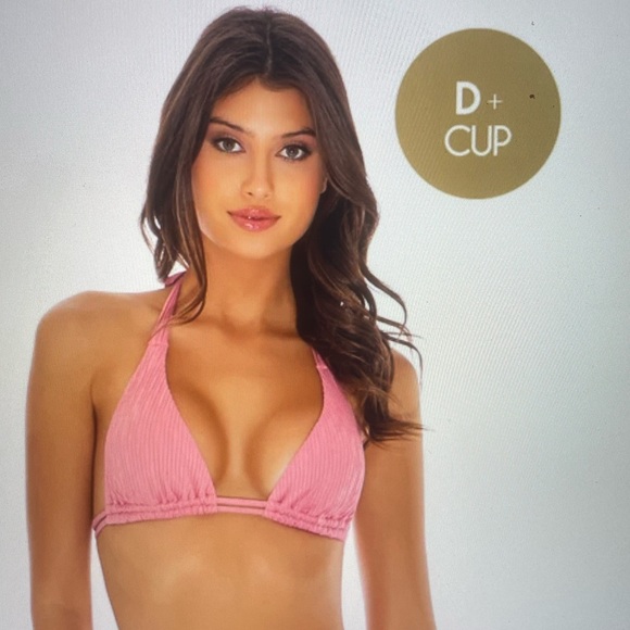 Luli fama DD top.  Rose color. Wavey ruched tie side bottoms size small - Picture 1 of 10